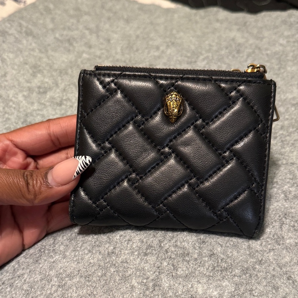 Kurt Geiger Black Quilted Wallet with Gold Accent